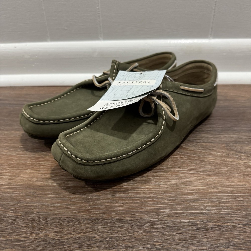 Sperry Top Sider Wallaby Nubuck Green Leather Shoes Men's Sz 8.5 NEW Boat Coasts
